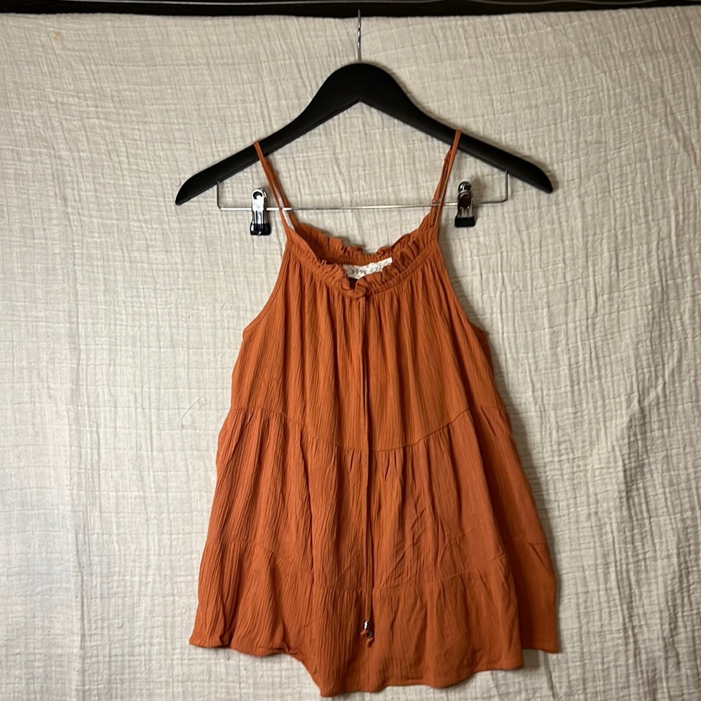 Hippie Rose Womens Cami Tank Top Orange Rust Size Small Crinkle NWT